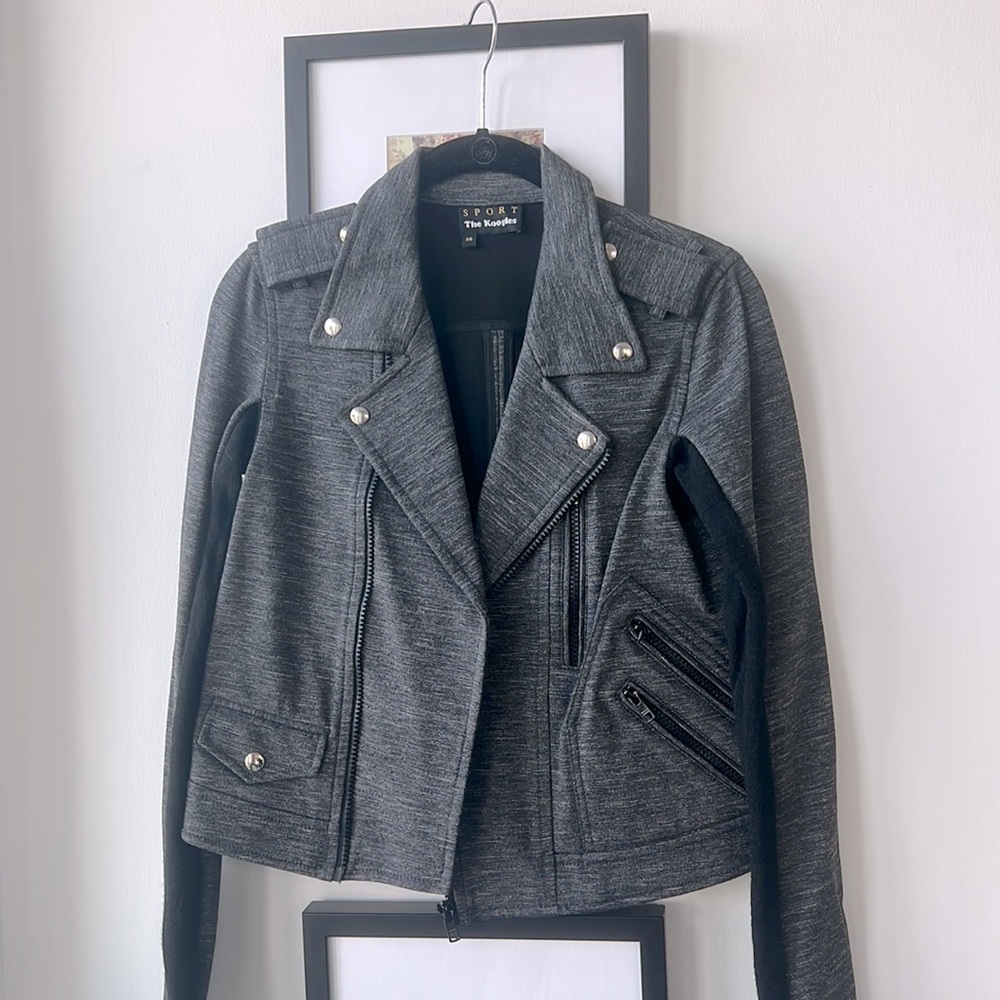 THE KOOPLES Sport Gray Hardware MotoBiker Jacket Size Small / 36